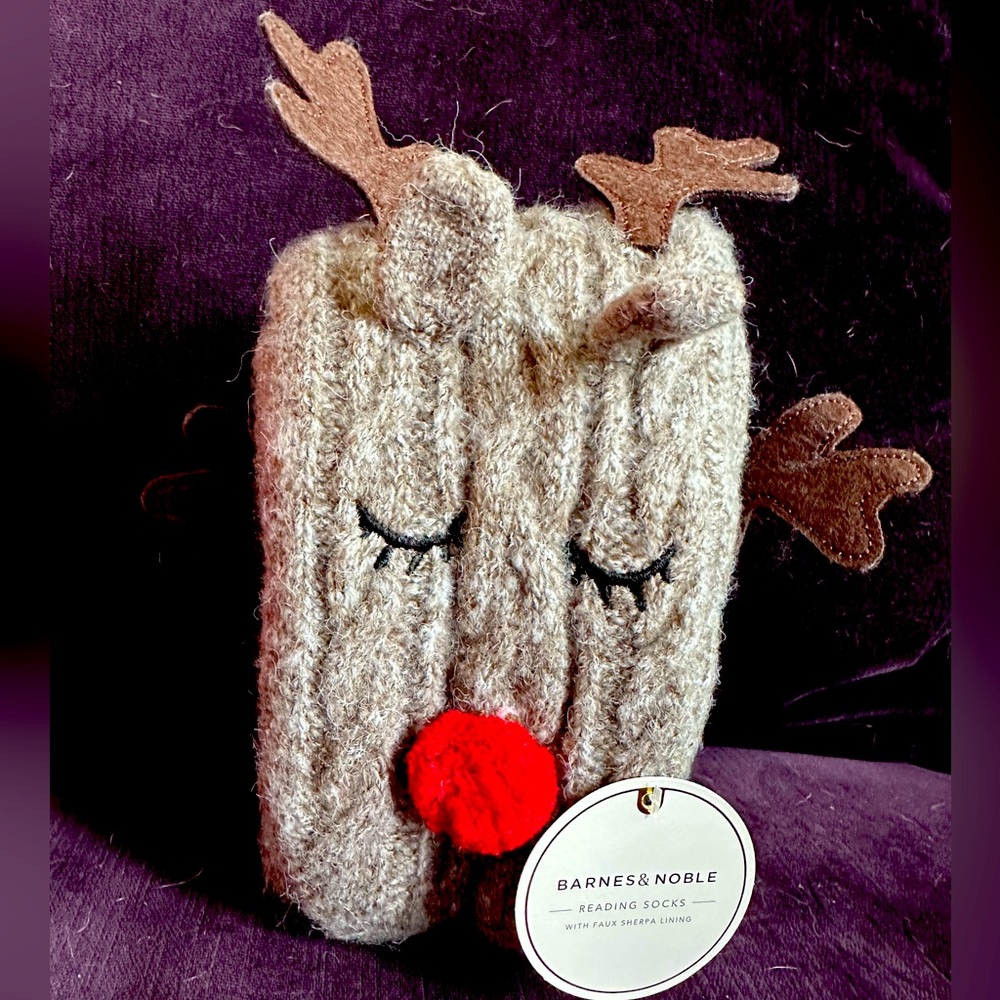 NWT - Rudolph the Red Nose Reindeer reading socks